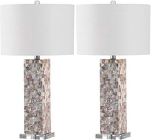 Load image into Gallery viewer, Safavieh Lighting Collection Jacoby Cream Shell 29-inch Bedroom Living Room Home Office Desk Nightstand Table Lamp (Set of 2) - LED Bulbs Included
