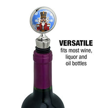 Load image into Gallery viewer, Grinning Nutcracker Soldier with Snowflakes Wine Bottle Stopper
