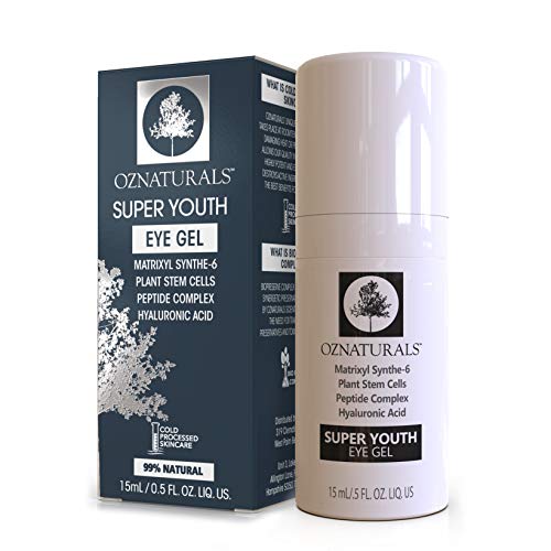 OZNaturals Anti Aging Eye Gel: Super Youth Eye Gel for Men and Women - Under Eye Treatment for Bags, Wrinkles, Crows Feet, Dark Circles, and Puffiness - Day and Night Anti Wrinkle Eye Gel - 0.5 Fl Oz