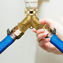 Load image into Gallery viewer, ATDAWN 2 Way Brass Hose Splitter, 3/4&quot; Brass Hose Connectors, Y Connector Garden Hose Adapter
