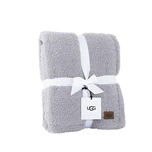 UGG Ana Fuzzy Eyelash Sweater + Sherpa Fleece - Reversible Throw Blanket, Seal