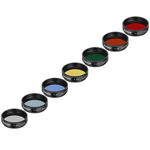 Neewer 1.25 inches Telescope Moon Filter, CPL Filter, 5 Color Filters Set(Red, Orange, Yellow, Green, Blue), Eyepieces Filters for Enhancing Definition and Resolution in Lunar Planetary Observation
