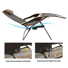 Load image into Gallery viewer, TIMBER RIDGE Oversized Zero Gravity Chair, Folding Patio Lounge Chair with Adjustable Headrest, XL Padded Reclining Lawn Chair with Cup Holder for Outdoor Garden, Support up to 350lbs(Brown)

