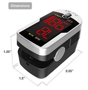 Deluxe SM-110 Two Way Display Finger Pulse Oximeter with Carry Case and Neck/Wrist Cord