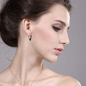 Gem Stone King 0.98 Ct Green Chrome Diopside White Created Sapphire 925 Silver 3/4 Inch Earrings