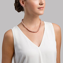Load image into Gallery viewer, THE PEARL SOURCE 14K Gold 8-9mm AAA Quality Pink Freshwater Cultured Pearl Necklace for Women in 18" Princess Length
