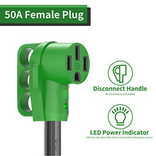 Load image into Gallery viewer, RVGUARD 50 Amp to 110 Volt RV Adapter Cord 12 Inch, NEMA 5-15P to NEMA 14-50R Electrical Power Adapter with LED Power Indicator, Green

