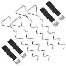Load image into Gallery viewer, SONGMICS Trampoline Anchor, Heavy Duty Spiral Wind Stake, Tie Down Ground Anchor Kit with Galvanized Iron Stakes, Polyester Straps, Steel Buckles USGN15IN

