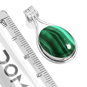 925 Sterling Silver Pendant Natural Malachite Handmade Jewelry