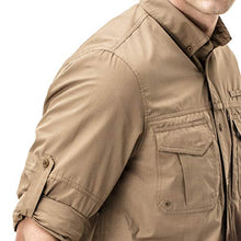 Load image into Gallery viewer, CQR Men's Long Sleeve Work Shirts, Ripstop Military Tactical Shirts, Outdoor UPF 50+ Breathable Button Down Hiking Shirt, Officer Work Shirts Coyote, Medium
