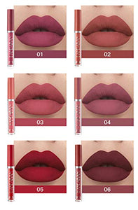 6Pcs Matte Liquid Lipstick Makeup Set, Matte liquid Long-Lasting Wear Non-Stick Cup Not Fade Waterproof Lip Gloss (Set A)