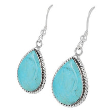 Load image into Gallery viewer, Turquoise Earrings Sterling Silver 925 Genuine Turquoise Jewelry (Select style) (Teardrop Dangles)
