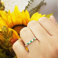 Load image into Gallery viewer, Dazzlingrock Collection 10K Round Emerald &amp; Diamond 5 Stone Ladies Anniversary Wedding Band, White Gold, Size 7
