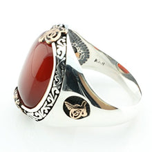 Load image into Gallery viewer, KAR 925K Stamped Sterling Silver Agate (Aqeeq) Men&#39;s Ring K41B (9.75)
