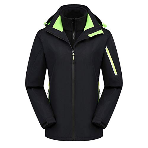 Thenxin Women Waterproof Jacket Warm Hooded Zipper Outdoor Hiking Climbing Windbreaker(Black,XXL)