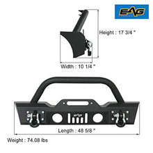 Load image into Gallery viewer, EAG Front Bumper Stubby with Fog Light Hole and Winch Plate Fit for 07-18 Wrangler JK Offroad
