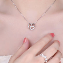 Load image into Gallery viewer, JewelryPalace Heart to Heart Interlocking Cubic Zirconia Pendant Necklace 925 Sterling Silver Rose Gold 18 Inches
