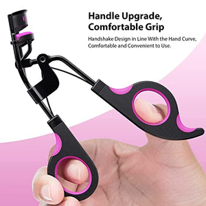 Kaasage Eyelash Curler with Pads - Lash Curler with Eyebrow Tweezer & 5 Extra Silicone Replacement Pads, Get Perfect Curl in 5 Seconds
