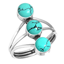 Load image into Gallery viewer, Turquoise Ring 925 Sterling Silver Handmade Jewelry Size 11
