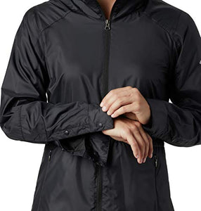 Columbia Women's Sustina Springs Long Lined Windbreaker, Black, Medium