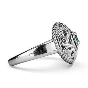 Carolyn Pollack Sterling Silver Green Emerald Gemstone May Birthstone Ring Size 7