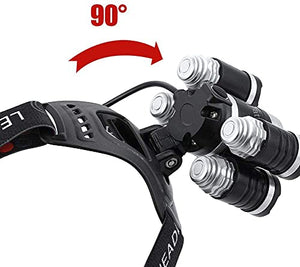Headlamp 12000 Lumen Ultra Bright CREE LED Work Headlight Micro-USB Rechargeable, 4 Modes Head Lamp Waterproof Headlamps for Camping Hiking Hunting Hard Hat Workers