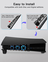 Load image into Gallery viewer, NexiGo PS5 Horizontal Stand with Cooling Fan, [Auto On/Off], [Minimalist Design], Compatible with Playstation 5 Disc &amp; Digital Editions, Built-in LED Light, Extra USB Port, Black

