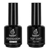 Load image into Gallery viewer, Beetles 2 Pcs 15ml No Wipe Gel Top Coat and Base Coat Set - Shine Finish and Long Lasting, Soak Off LED Gel Base Top Coat Glossy Shine Finish
