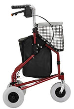 Load image into Gallery viewer, NOVA Traveler 3 Wheel Rollator Walker, All Terrain 8” Wheels, Includes Bag, Basket and Tray, Red
