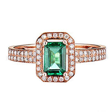 Load image into Gallery viewer, Jewelry Sets Vintage Natural Green Emerald Diamond 14K Solid Rose Gold Wedding Ring Set
