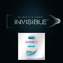Load image into Gallery viewer, Condoms, Ultra Thin Lubricated Natural Latex, Durex Invisible Condoms, 8 Count - Ultra Sensitive, Lubricated, Transparent
