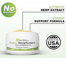 Load image into Gallery viewer, Organic Hemp Cream by ZenRenu - MSM Turmeric Arnica - Made in USA Premium Hemp Oil
