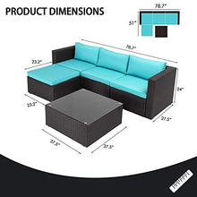 Load image into Gallery viewer, VITESSE 5 Pieces Patio Furniture Sectional Sets, Outdoor All-Weather PE Rattan Wicker Lawn Conversation Sets, Garden Sofa Set with Coffee Table and Washable Cushion
