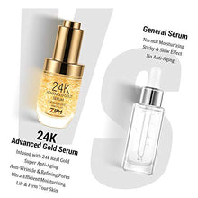 Load image into Gallery viewer, 24K Gold Anti Aging Face Serum Moisturizer Enriched with Vitamin C Serum, Hyaluronic Acid, Vitamin E Cream for Day and Night Wrinkle Reduction, Re-activate Skin Youth (1FL.OZ)
