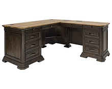 Load image into Gallery viewer, Martin Furniture IMSA684R-KIT Executve L-Desk &amp; Return with Solid Wood Plank Tops, Fully Assembled, Brown
