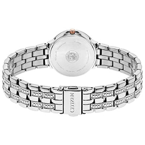 Citizen Women's Eco-Drive Dress Classic Crystal Watch in Stainless Steel, Silver Dial (Model: EW2340-58A)