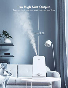 6L Cool Mist Humidifiers Quiet Ultrasonic Humidifier 20-100 Hours, Easy to Clean, for Living Room Babies Room Bed Room Guitar Room 360° Nozzle (White)