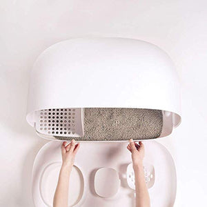 MS Cat Litter Box for Easier Handling of Cat Litter, Enclosed Design, Easy to Clean, Prevent Sand Leakage, Easy Assembly and Large Space, with Cat Litter Scoop
