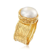 Load image into Gallery viewer, Ross-Simons 11.5-12mm Cultured Button Pearl Ring in 18kt Yellow Gold Over Sterling For Women
