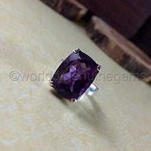 Load image into Gallery viewer, amethyst ring, dark purple amethyst solitaire ring, february birthstone jewelry, purple 925 sterling silver, men&#39;s engagemnet band, eternity love promise ring band
