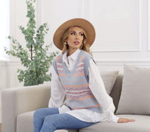 Load image into Gallery viewer, NALANISA Women’s V Neck Sleeveless Oversized Knit Plaid Sweater Vest Preppy Style Tank Top Pullover (Z-Khaki, Large)
