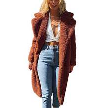 Load image into Gallery viewer, WYTong Winter Maxi Coat For Womens Fashion Warm Faux Fur Coat Jacket Casual Solid Long Parka Outerwear(Brown,L)
