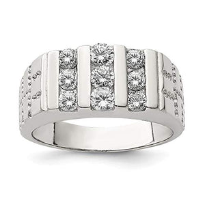925 Sterling Silver Mens Cubic Zirconia Cz Band Ring Size 10.00 Man Fine Jewelry For Dad Mens Gifts For Him