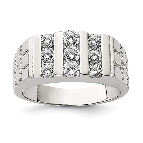925 Sterling Silver Mens Cubic Zirconia Cz Band Ring Size 10.00 Man Fine Jewelry For Dad Mens Gifts For Him