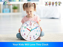 Load image into Gallery viewer, WISE HEDGEHOG Telling Time Teaching Clock, Silent Non Ticking Analog Battery Operated Learning Clock for Kids, Perfect Room &amp; Wall Decor for School Classrooms, Playrooms and Kids Bedrooms

