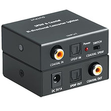 Load image into Gallery viewer, Optical-to-Coaxial OR Coaxial-to-Optical Digital Audio Converter, ROOFULL Bi-Directional Digital Coaxial to/from Optical Toslink SPDIF Audio Converter/Adapter/Repeater
