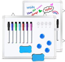 Load image into Gallery viewer, 11&quot; x 14&quot; White Boards, Ohuhu 2 Packs Double Side Magnetic Hanging Whiteboards/ Dry Erase Board with 8 Whiteboard Markers, Dry Erase White Board for Fridge, Wall, Glasses, Home Office Aluminum Frame
