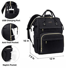Load image into Gallery viewer, Laptop Backpack Women Teacher Backpack 15.6 Inch Womens Work Bag Purse Water-Resistant Business Travel Backpack with USB Charging Port, Luggage Strap, Anti-Theif Pocket, Tablet Pocket (Black)
