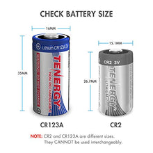 Load image into Gallery viewer, Tenergy 3V CR123A Lithium Battery, High Performance 1500mAh CR123A Cell Batteries PTC Protected for Cameras, Flashlight Replacement CR123A Batteries, 12 Pack (Non-Rechargeable)
