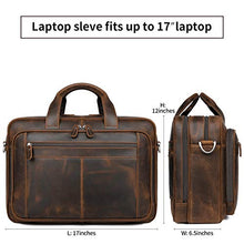 Load image into Gallery viewer, Augus Business Travel Briefcase Genuine Leather Duffel Bags for Men Laptop Bag fits 15.6 inches Laptop YKK Metal Zipper (Dark brown)

